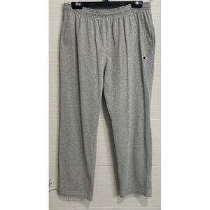 Champion Lightweight Gray Jersey Pant L, Open Leg, Logo Lounge Comfort Gym Sleep